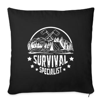 Spécialiste de la survie en bushcraft - Housse de coussin décorative 45 x 45 cm - noir - Devant