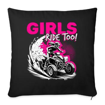 Quad ATV Woman Girl Four Wheeler - Sofa pillowcase 17,3'' x 17,3'' (45 x 45 cm) - black - Front