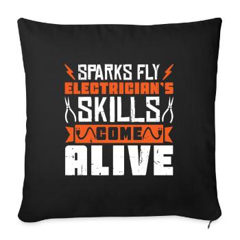 Électricien, technicien en électronique, électricien - Housse de coussin décorative 45 x 45 cm - noir - Devant
