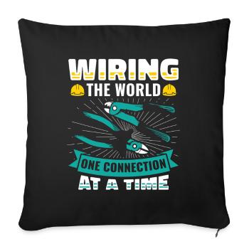Électricien, technicien en électronique, électricien - Housse de coussin décorative 45 x 45 cm - noir - Devant