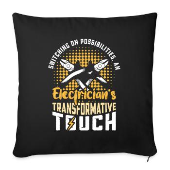 Électricien, technicien en électronique, électricien - Housse de coussin décorative 45 x 45 cm - noir - Devant