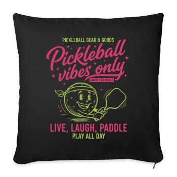 Pickleball Vibes Only Funny Player Love Pickleball - Sofa pillowcase 17,3'' x 17,3'' (45 x 45 cm) - black - Front