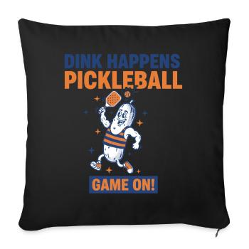 Pickleball Dink se passe Joueur drôle - Housse de coussin décorative 45 x 45 cm - noir - Devant