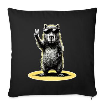 Paix de Capybara - Housse de coussin décorative 45 x 45 cm - noir - Devant