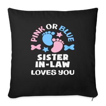 Pink or Blue Stepsister Gender Reveal - Sofa pillowcase 17,3'' x 17,3'' (45 x 45 cm) - black - Front