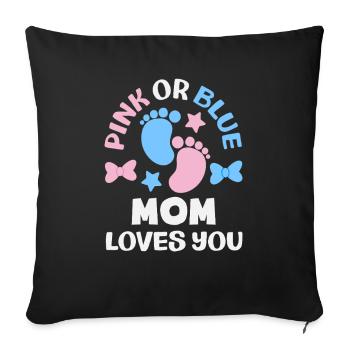 Rose ou bleu Maman t’aime Révélation du genre - Housse de coussin décorative 45 x 45 cm - noir - Devant