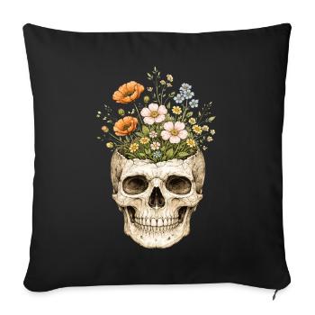 Skeleton Flower Nature Floral Gothic Fairycore - Sofa pillowcase 17,3'' x 17,3'' (45 x 45 cm) - black - Front