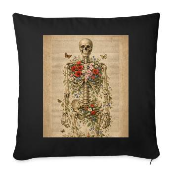 Skeleton Flower Nature Floral Gothic Fairycore - Sofa pillowcase 17,3'' x 17,3'' (45 x 45 cm) - black - Front