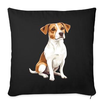 Jack Russel Terrier Design Illustration - Housse de coussin décorative 45 x 45 cm - noir - Devant