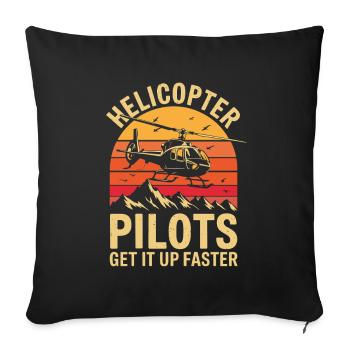 Les pilotes d’hélicoptère montent plus vite, Hubschrauber - Housse de coussin décorative 45 x 45 cm - noir - Devant