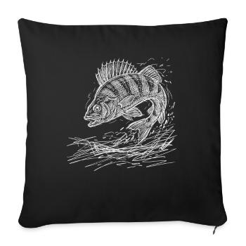 Perch Fishing Design – Perch Sketch Art - Sofa pillowcase 17,3'' x 17,3'' (45 x 45 cm) - black - Front