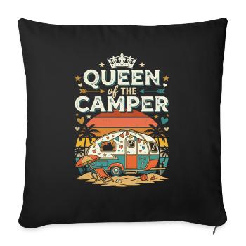 Queen of the Camper - Sofa pillowcase 17,3'' x 17,3'' (45 x 45 cm) - black - Front