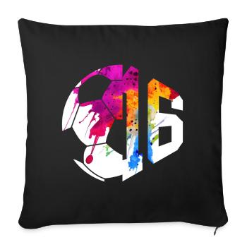 NR. 16 FUßBALLER NUMMER 16 FUßBALL 16. GEBURTSTAG - Sofakissenbezug 45 x 45 cm - Schwarz - Vorne