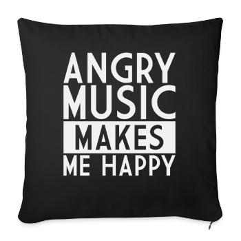 Angry music makes me happy - Sofa pillowcase 17,3'' x 17,3'' (45 x 45 cm) - black - Front