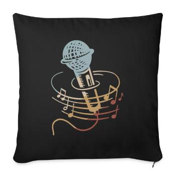 Chanteur Microphone Karaoké Musicien Microphone Chant - Housse de coussin décorative 45 x 45 cm - noir - Devant