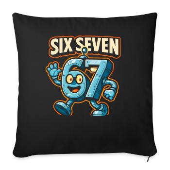 Six Seven 67 Italian Brainrot Roboter Meme Humor - Sofakissenbezug 45 x 45 cm - Schwarz - Vorne