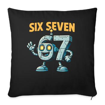 Six Seven 67 Robot Robot Brainrot italien Humour - Housse de coussin décorative 45 x 45 cm - noir - Devant