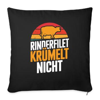  Rinderfilet Krümelt Nicht Retro BBQ Kuh Spruch - Sofakissenbezug 45 x 45 cm - Schwarz - Vorne