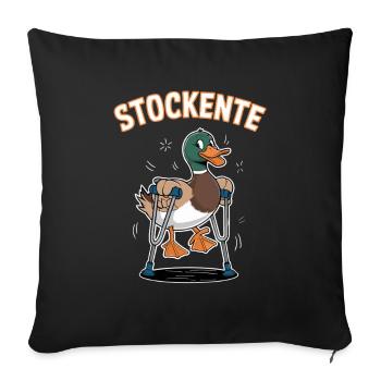  Stockente Lustiger Wortwitz Ente Mit Kruecken - Sofakissenbezug 45 x 45 cm - Schwarz - Vorne