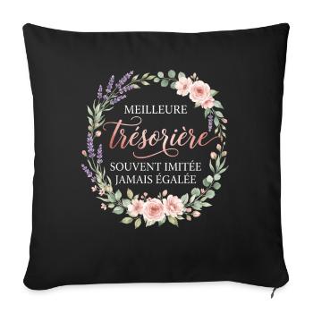 Métier Meilleur Trésorière Fleurs - Housse de coussin décorative 45 x 45 cm - noir - Devant