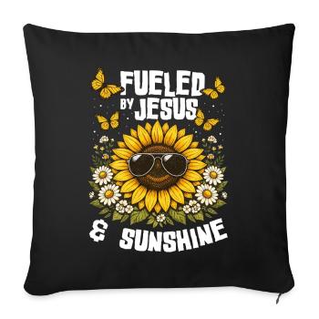 La foi chrétienne du tournesol prie Jésus - Housse de coussin décorative 45 x 45 cm - noir - Devant