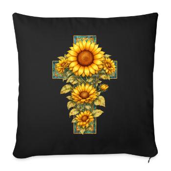 La foi chrétienne du tournesol prie Jésus - Housse de coussin décorative 45 x 45 cm - noir - Devant