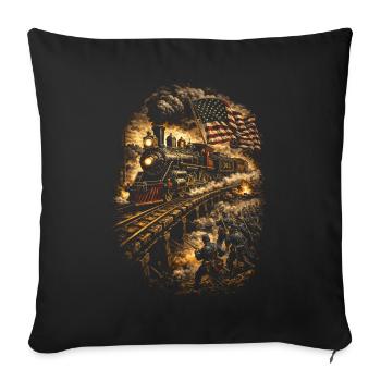 Chemin de fer miniature - Housse de coussin décorative 45 x 45 cm - noir - Devant