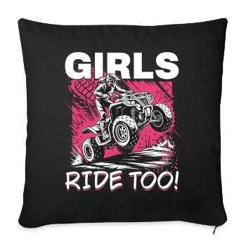 Quad ATV Woman Girl Four Wheeler - Sofa pillowcase 17,3'' x 17,3'' (45 x 45 cm) - black - Front