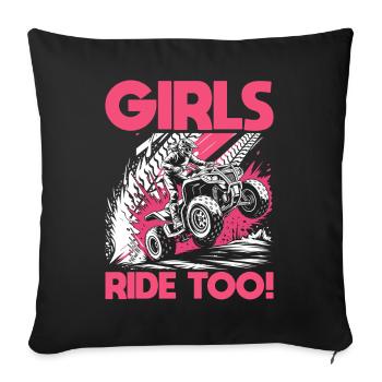 Quad ATV Woman Girl Four Wheeler - Sofa pillowcase 17,3'' x 17,3'' (45 x 45 cm) - black - Front