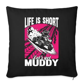 Quad ATV Woman Girl Four Wheeler - Sofa pillowcase 17,3'' x 17,3'' (45 x 45 cm) - black - Front