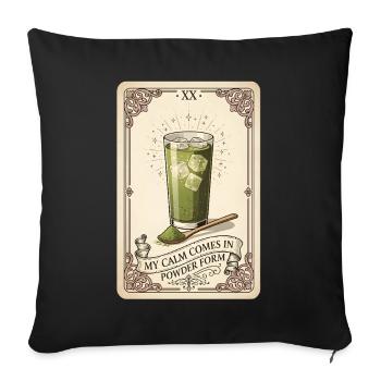 Tranquillity in powder form | Matcha Vintage - Sofa pillowcase 17,3'' x 17,3'' (45 x 45 cm) - black - Front