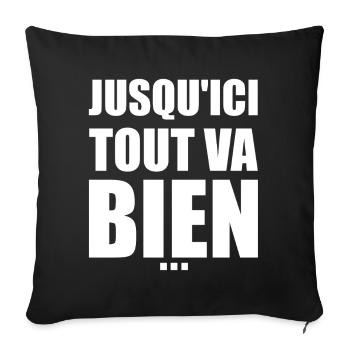 Jusqu’ici tout va bien - réplique culte - Housse de coussin décorative 45 x 45 cm - noir - Devant