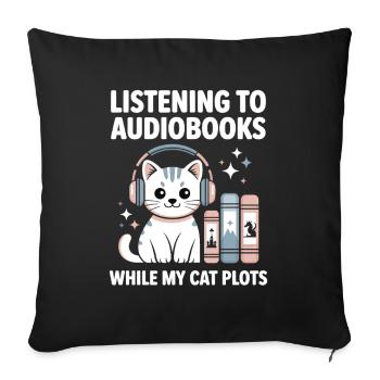 Cadeau de lecture de rat de livre pour fans de livres Cats - Housse de coussin décorative 45 x 45 cm - noir - Devant