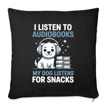 Dogs Audiobook Fans Reading Bookish Gift - Sofa pillowcase 17,3'' x 17,3'' (45 x 45 cm) - black - Front