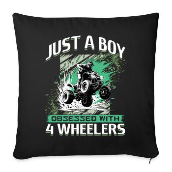 Quad ATV Garçons Hommes Quad Wheeler - Housse de coussin décorative 45 x 45 cm - noir - Devant