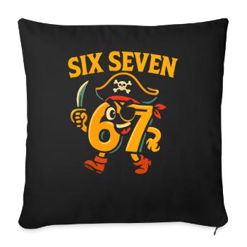 Six Seven 67 Pirate Italian Brainrot Humor Funny - Sofa pillowcase 17,3'' x 17,3'' (45 x 45 cm) - black - Front