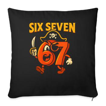 Six Seven 67 Pirate Italian Brainrot Humor Funny - Sofa pillowcase 17,3'' x 17,3'' (45 x 45 cm) - black - Front