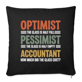 Optimiste Pessimiste Comptable Glass Cost Drôle - Housse de coussin décorative 45 x 45 cm - noir - Devant