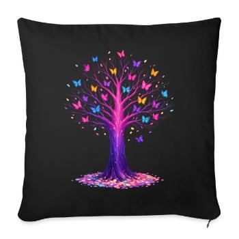 Butterflies Tree Nature Butterfly Lover - Sofa pillowcase 17,3'' x 17,3'' (45 x 45 cm) - black - Front