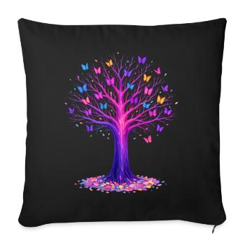 Butterflies Tree Nature Butterfly Lover - Sofa pillowcase 17,3'' x 17,3'' (45 x 45 cm) - black - Front