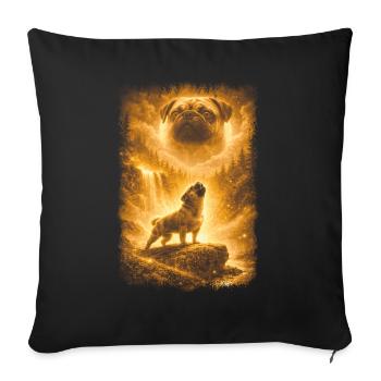 Pug, Moon - Sofa pillowcase 17,3'' x 17,3'' (45 x 45 cm) - black - Front
