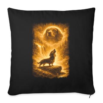 Teckel, Lune - Housse de coussin décorative 45 x 45 cm - noir - Devant