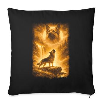 German Shepherd, Moon - Sofa pillowcase 17,3'' x 17,3'' (45 x 45 cm) - black - Front