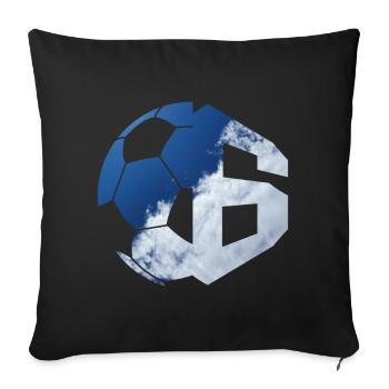 NR. 6 FUßBALLER NUMMER 6 FUßBALL 6. GEBURTSTAG - Sofakissenbezug 45 x 45 cm - Schwarz - Vorne