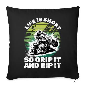 Quad ATV Garçons Hommes Quad Wheeler - Housse de coussin décorative 45 x 45 cm - noir - Devant
