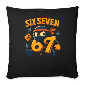 Six Seven 67 Italian Brainrot Ninja Humor Funny - Sofa pillowcase 17,3'' x 17,3'' (45 x 45 cm) - black - Front