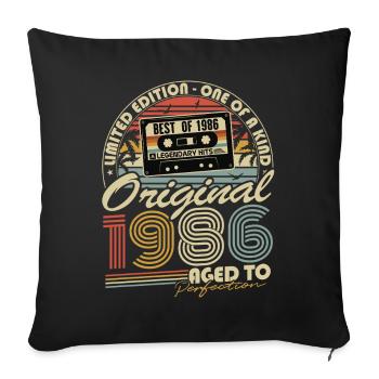 Cadeau d’anniversaire vintage original de 1986 - Housse de coussin décorative 45 x 45 cm - noir - Devant