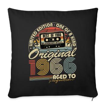 Cadeau d’anniversaire vintage original de 1966 - Housse de coussin décorative 45 x 45 cm - noir - Devant