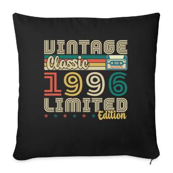 1996 Vintage Cadeau D'anniversaire Homme Femme - Housse de coussin décorative 45 x 45 cm - noir - Devant