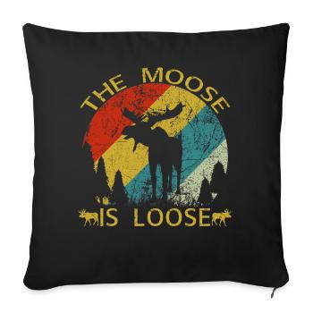 The Moose Is Loose Retro Vintage Wildlife - Sofa pillowcase 17,3'' x 17,3'' (45 x 45 cm) - black - Front